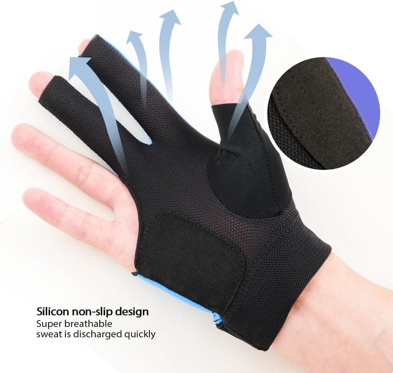 CRICAL Professional Billiard Glove for Pool, 3-Finger Design with Thick Lycra & Non-Slip Grip for Men and Women, Billiard Cue Accessories for Improved Control and Practice - Image 4